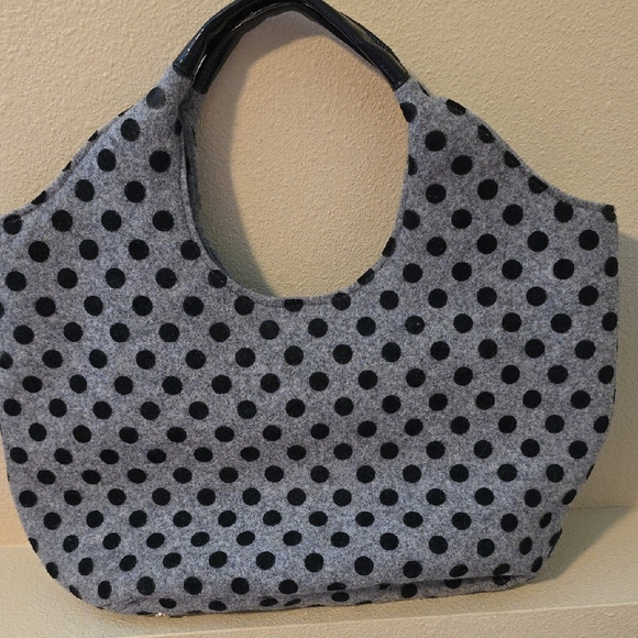 Kate Spade Story Line Gray and Black Polka Dot Shoulder Bag - Picture 3 of 5